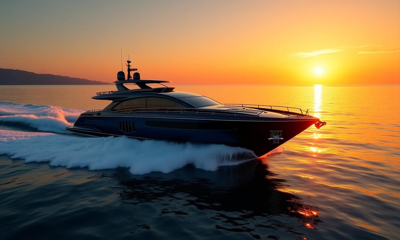 Yacht di lusso al tramonto