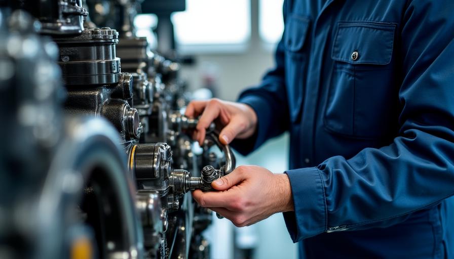 Dettaglio tecnico di manutenzione yacht